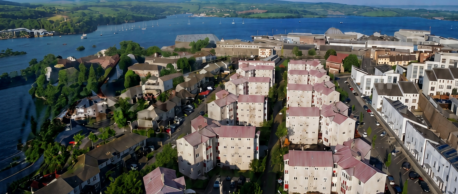Aerial view of the Pembroke Street estate in Devonport, Plymouth
